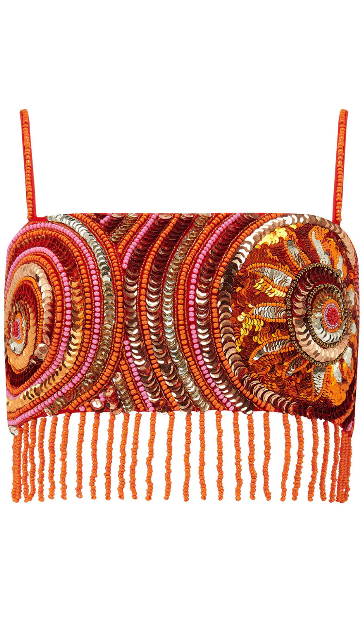 Solene Sequin Orange Skirt Set