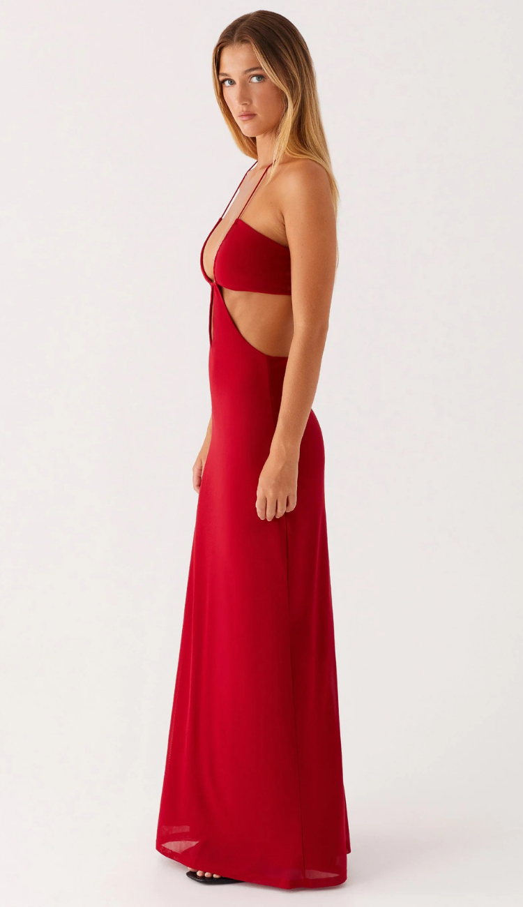 Nam Red Cut Out Maxi Dress