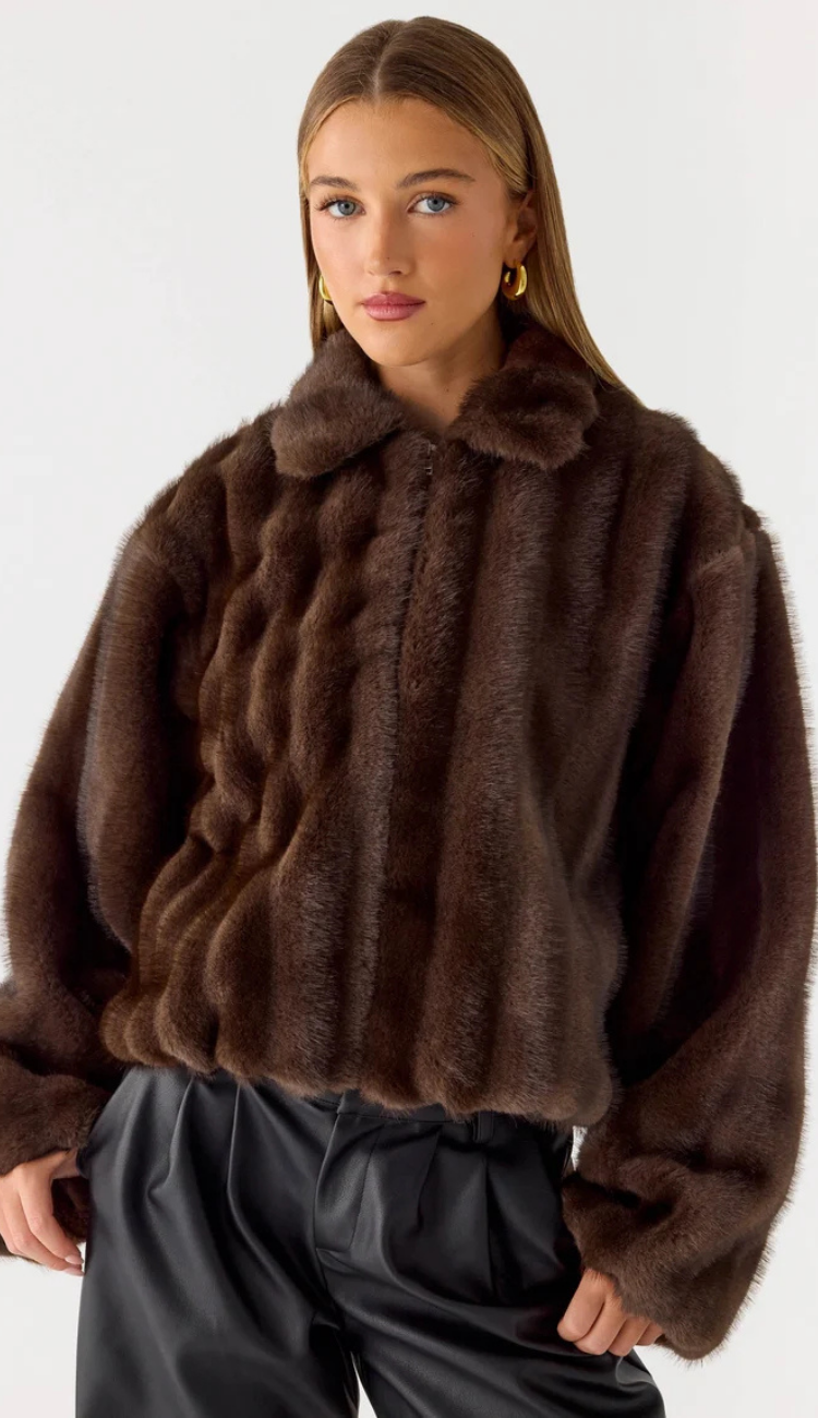 Nylla Faux Fur Brown Jacket