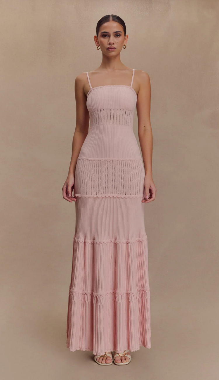 Sienne Pink Knit Maxi Dress