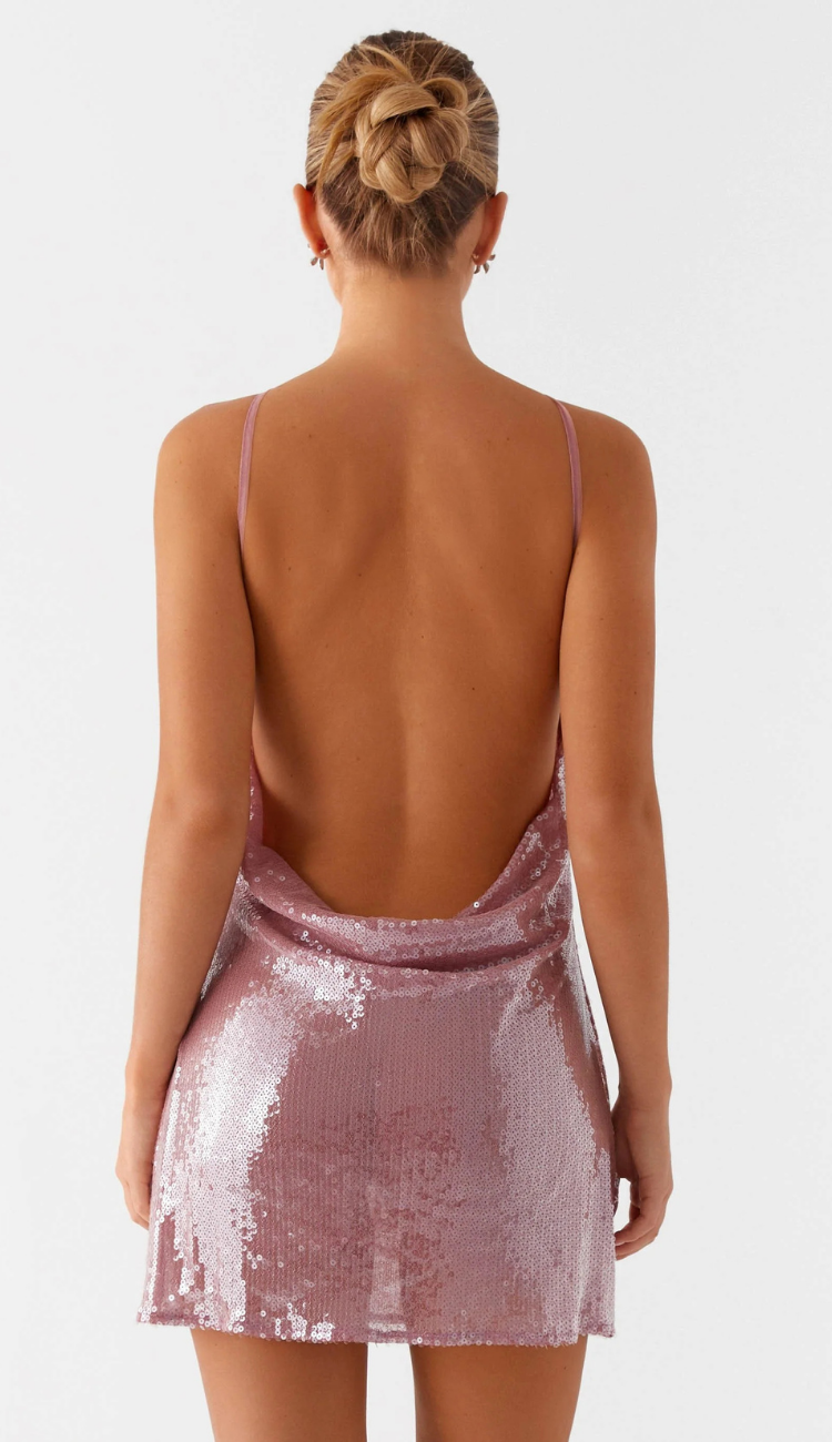 Phi Phi Lilac Cowl Back Mini Dress