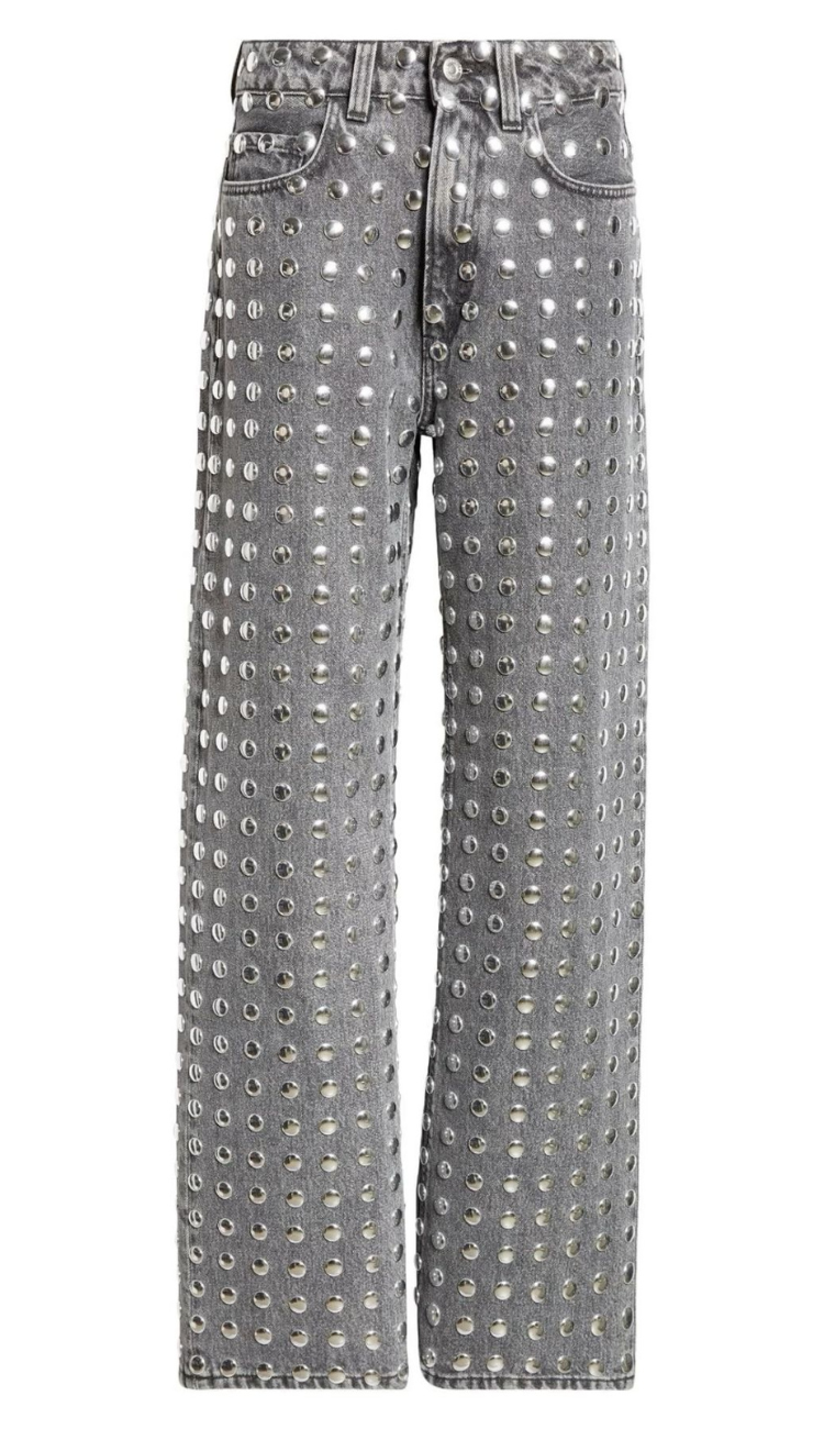 Denim Grey Stud Pants