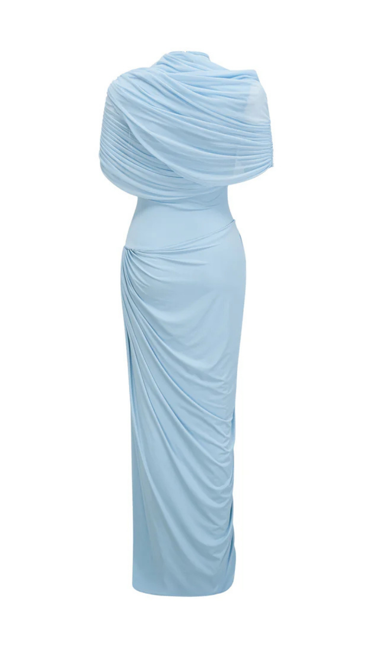 Lysette Plissé Blue Maxi Dress