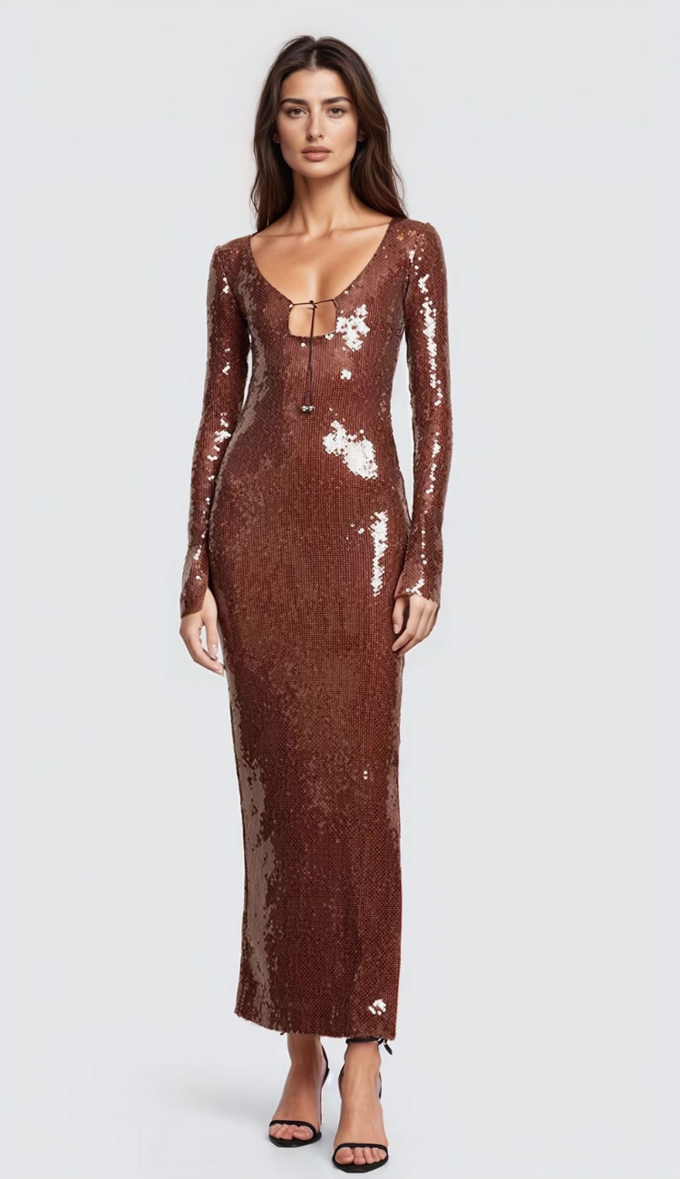 Roana Brown Midi Dress