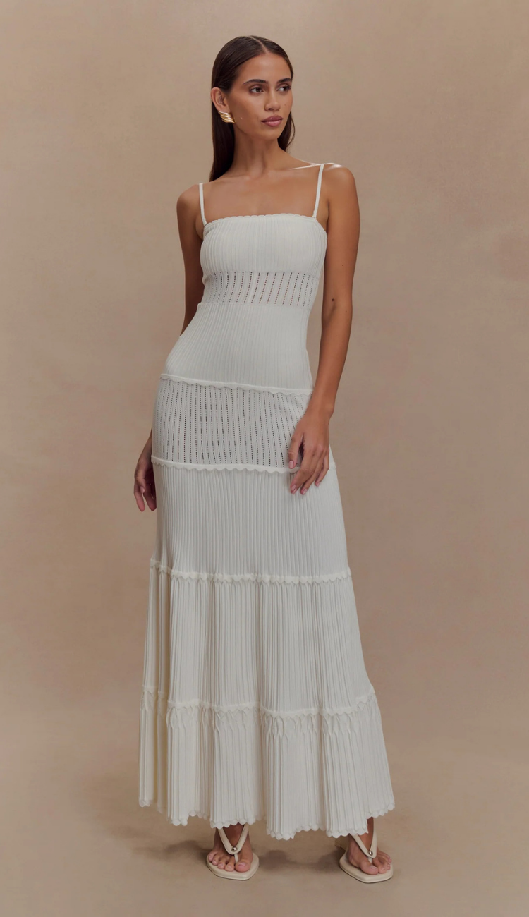 Sienne White Knit Maxi Dress