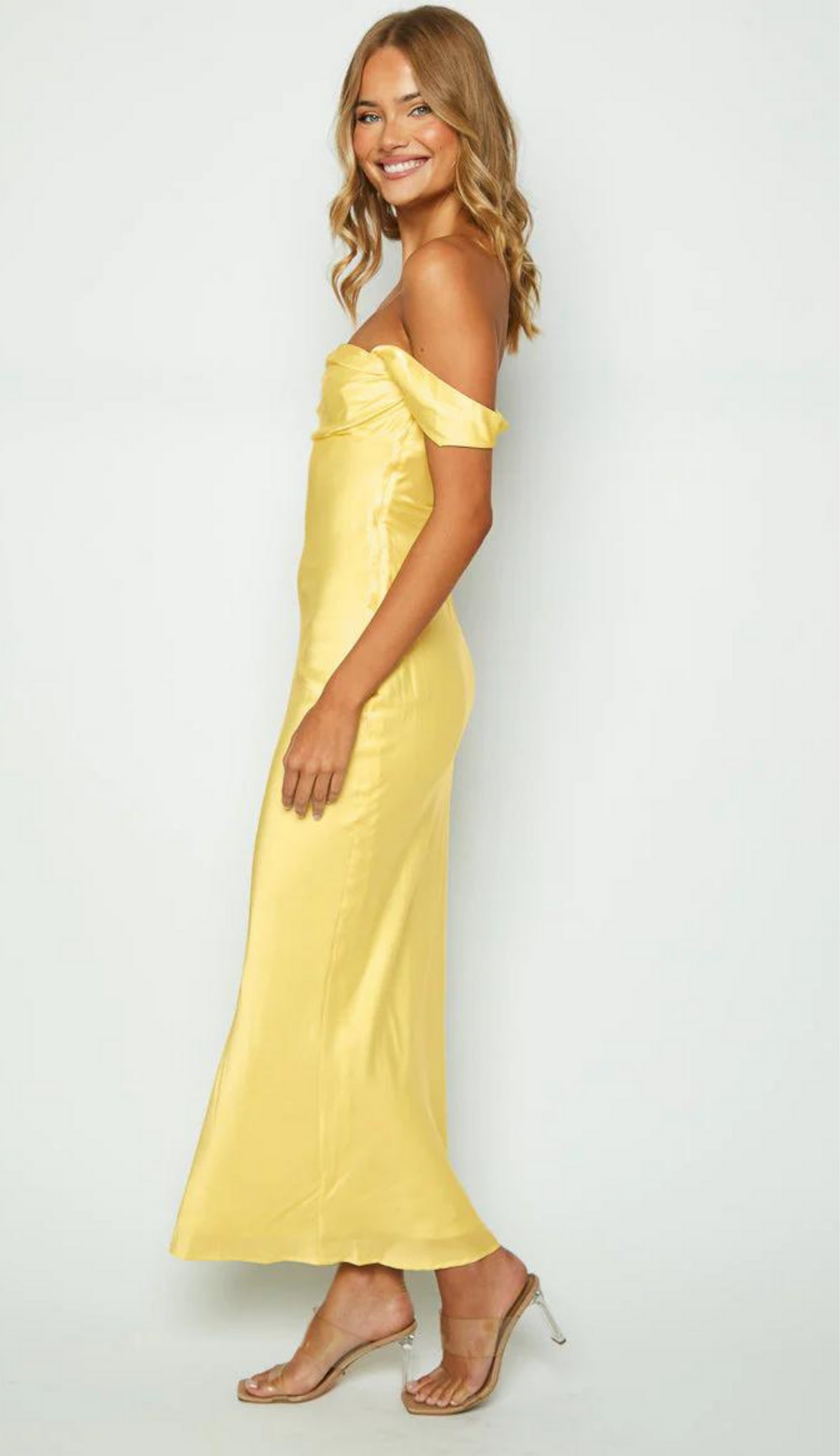 Kori Off Shoulder Yellow Maxi Dress