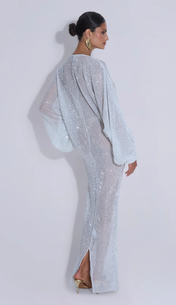 Brielle Silver Kaftan Gown