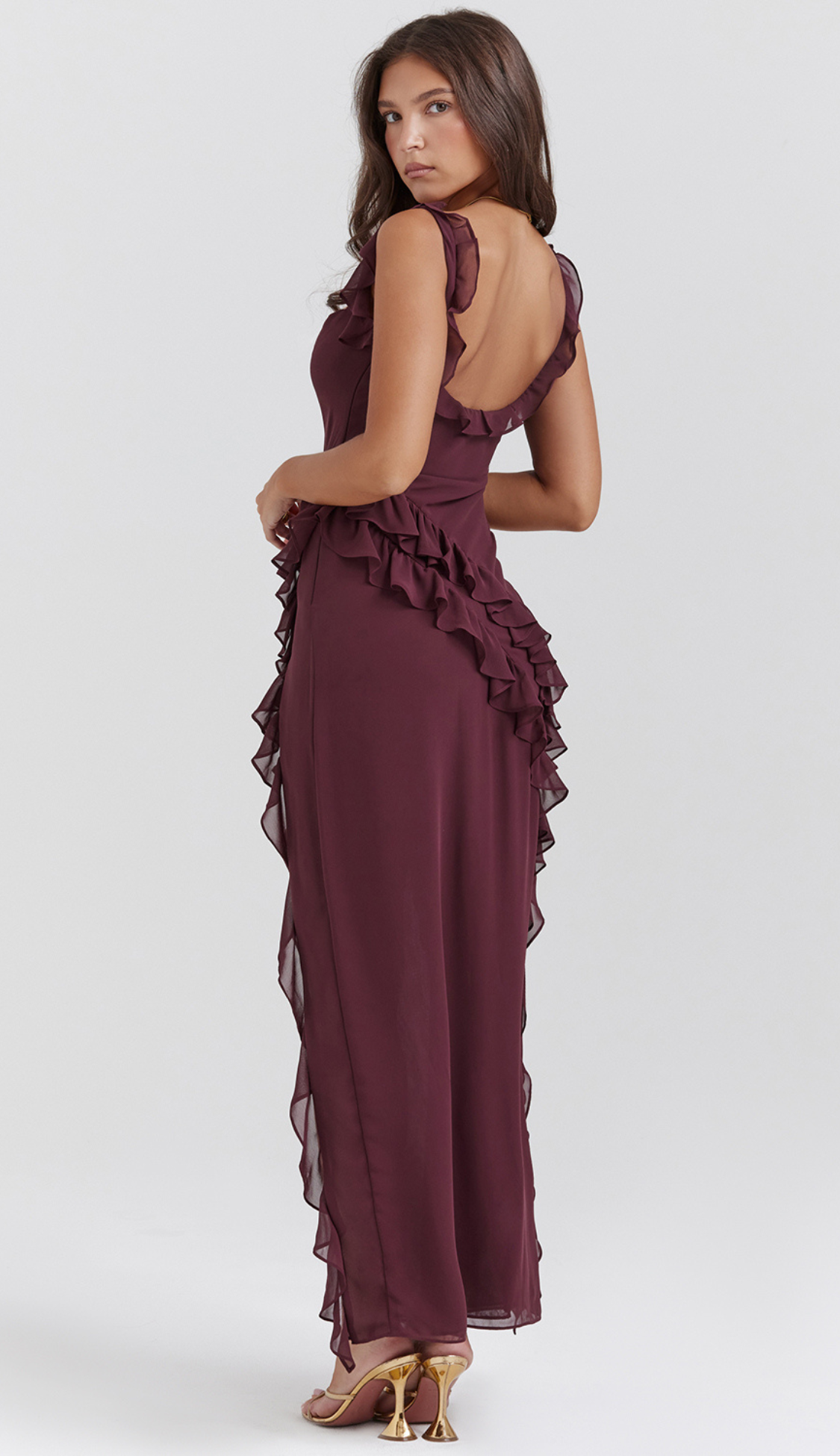 Gloria Burgundy Maxi Dress