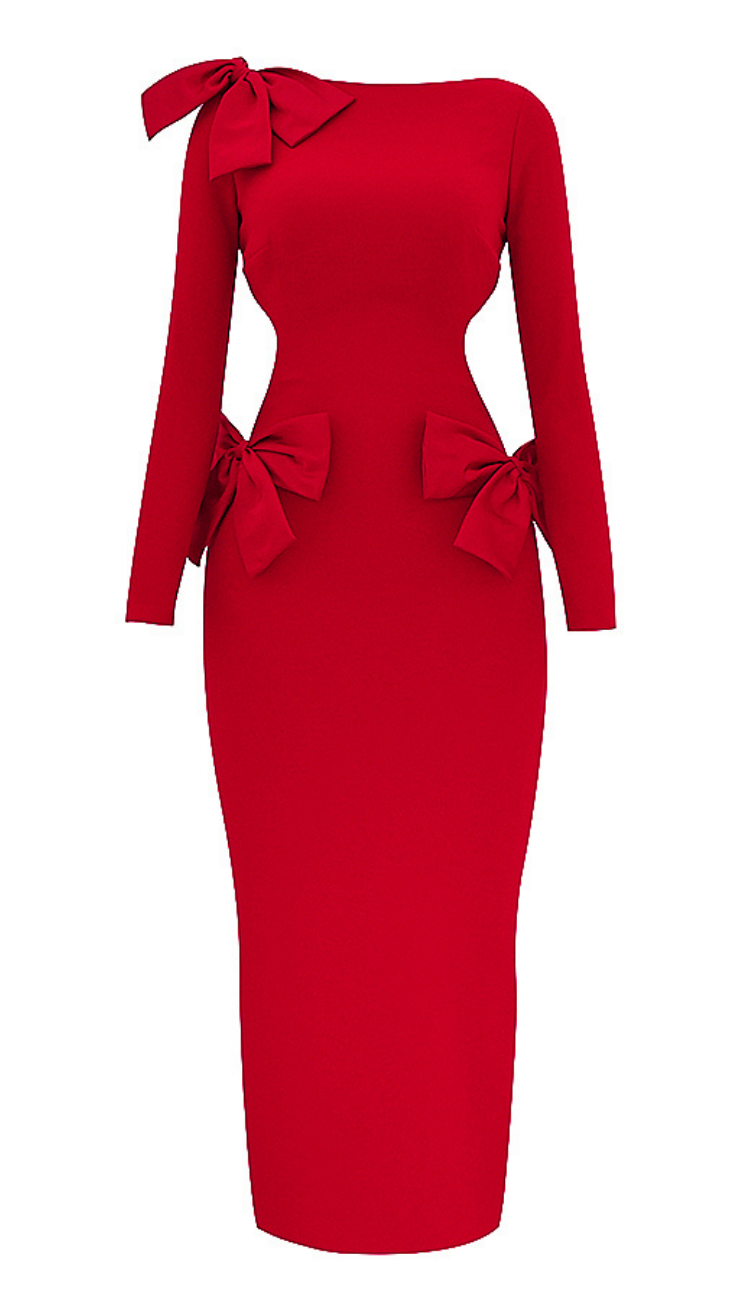 Claudette Bow Red Maxi Dress