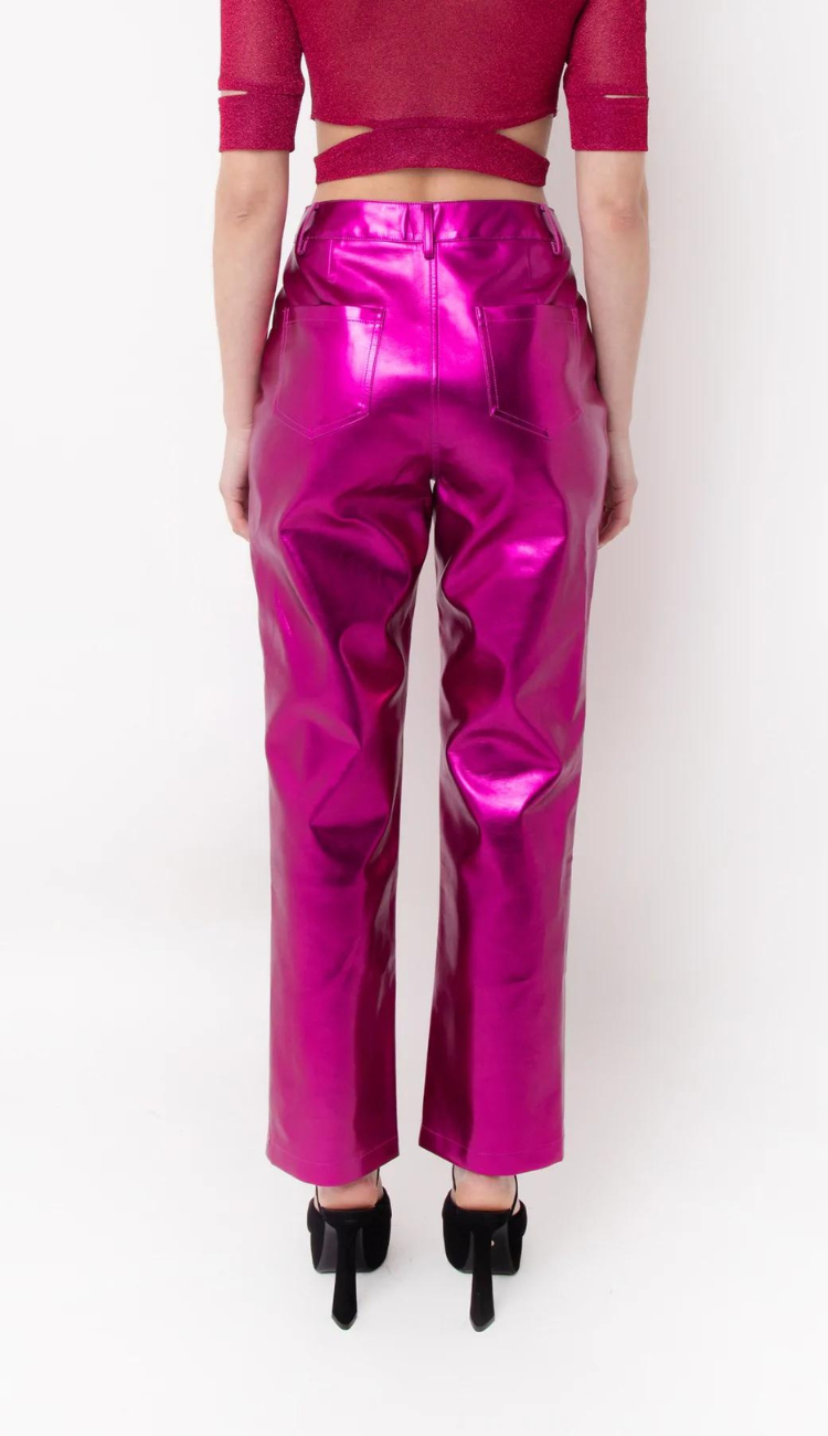 Mena Roxo Hot Pink Metallic Pants