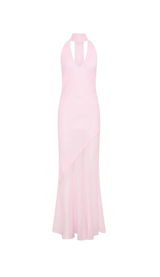 Greta Polka Dot Baby Pink Maxi Dress