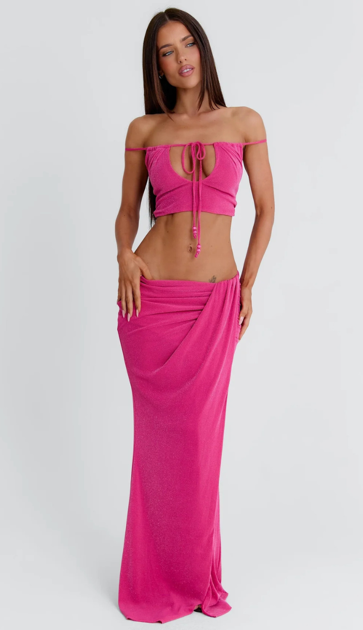 Cira Pink Maxi Skirt Set