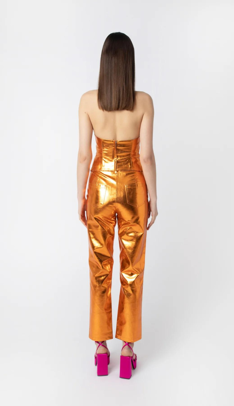 Mena Roxo Tangerine Metallic Pants