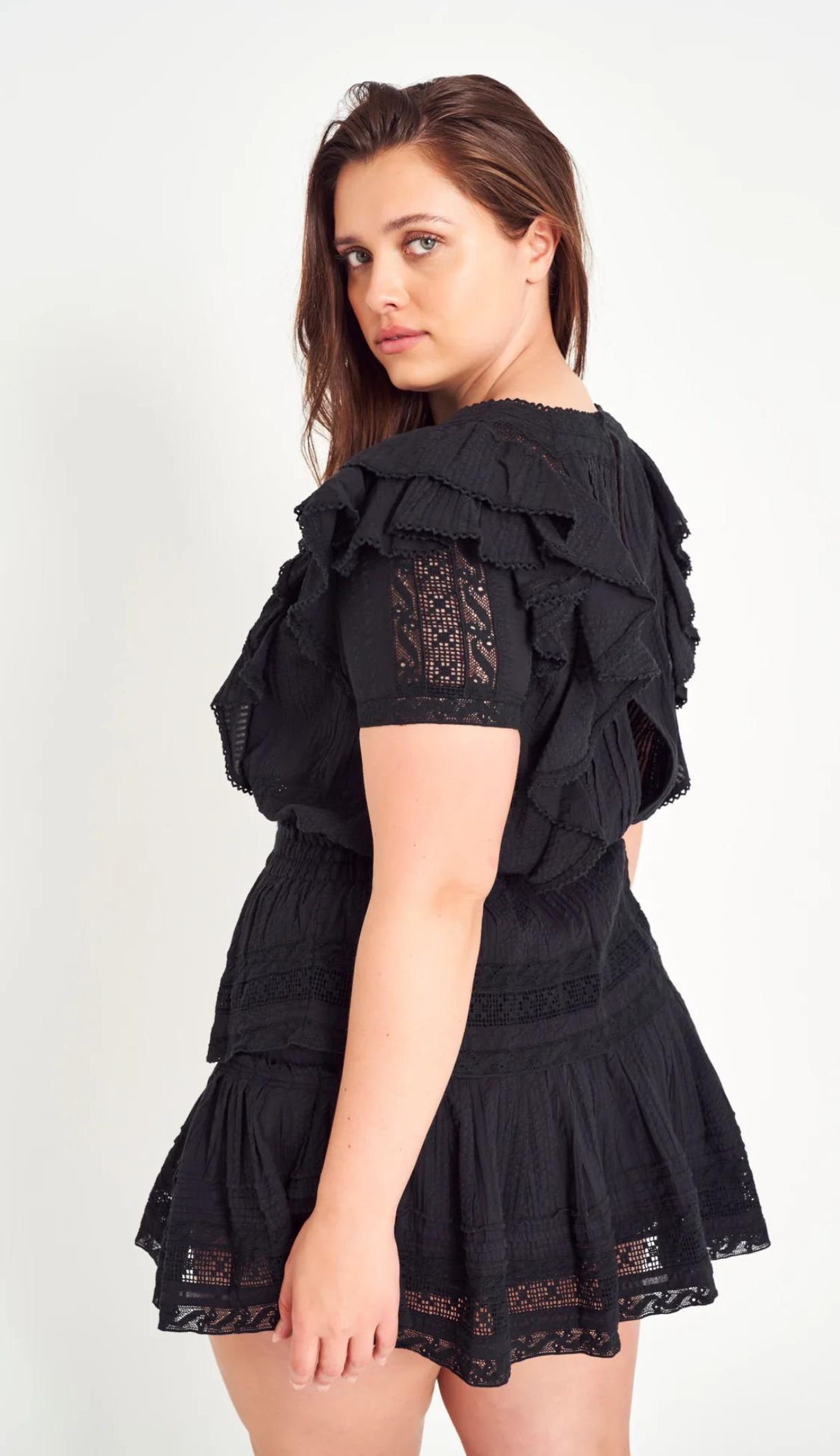 Daphne Lace Black Mini Dress