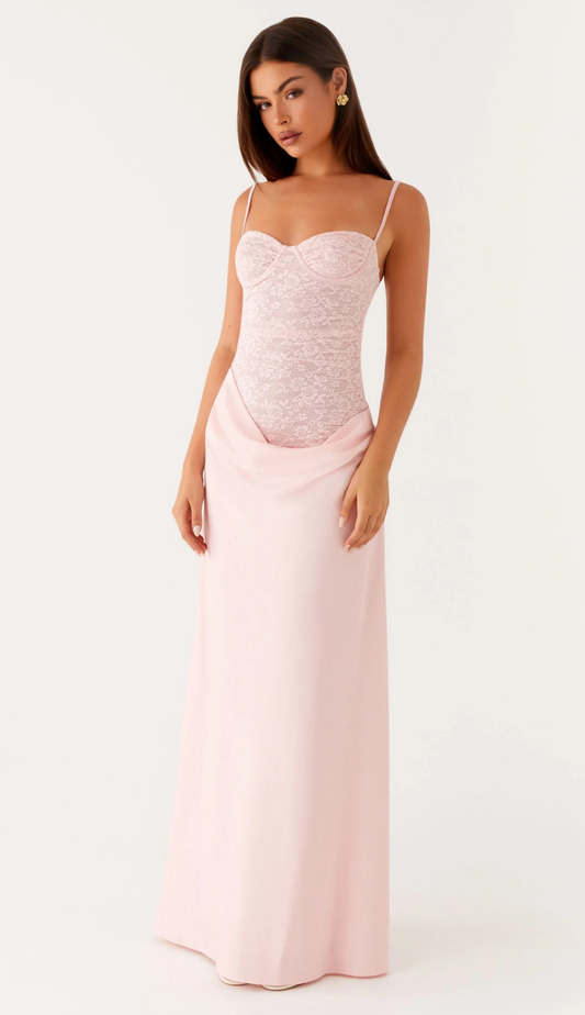 Azira Pink Lace Maxi Dress