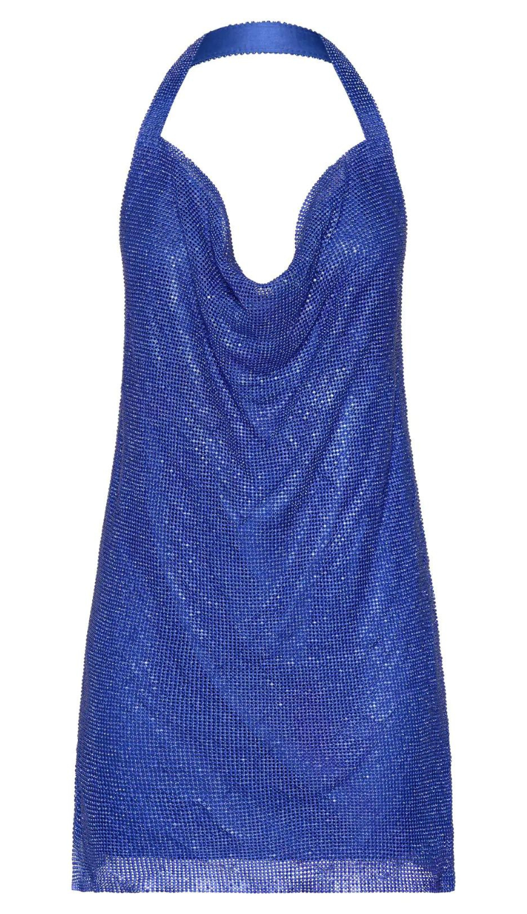 Isla Mesh Mini Dress in Blue