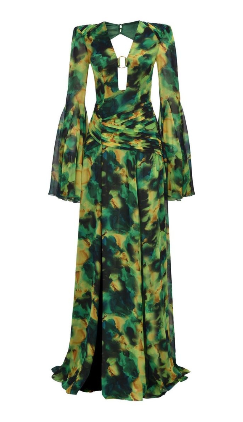 Cantrel Printed Gown - Green