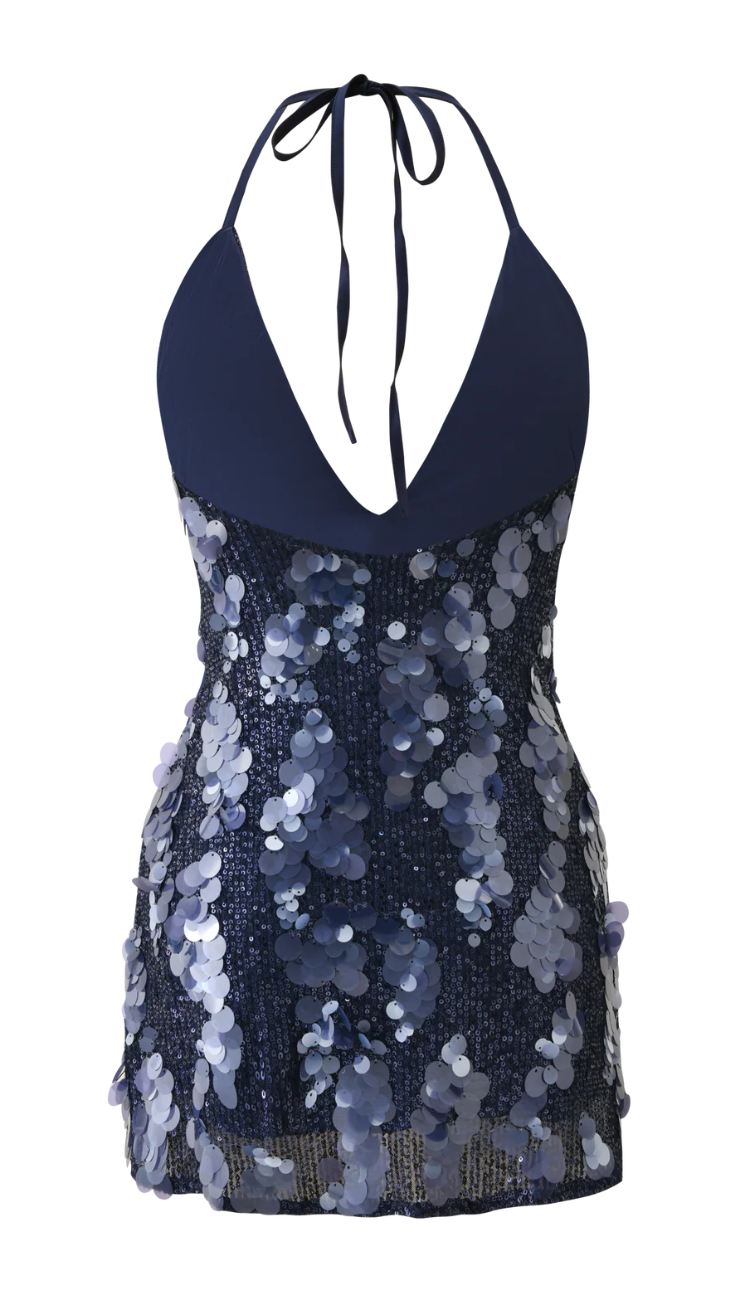Mar Sequin Blue Navy Mini Dress