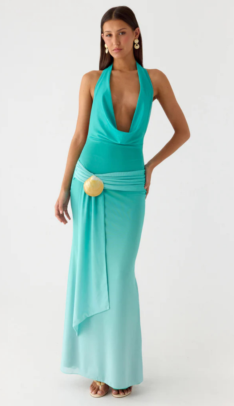 Vee Turquoise Maxi Dress