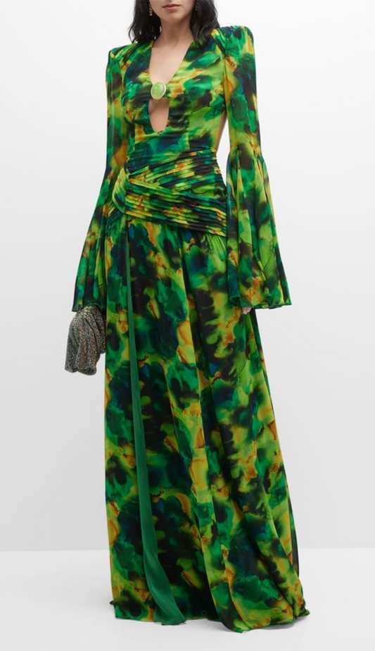 Cantrel Printed Gown - Green