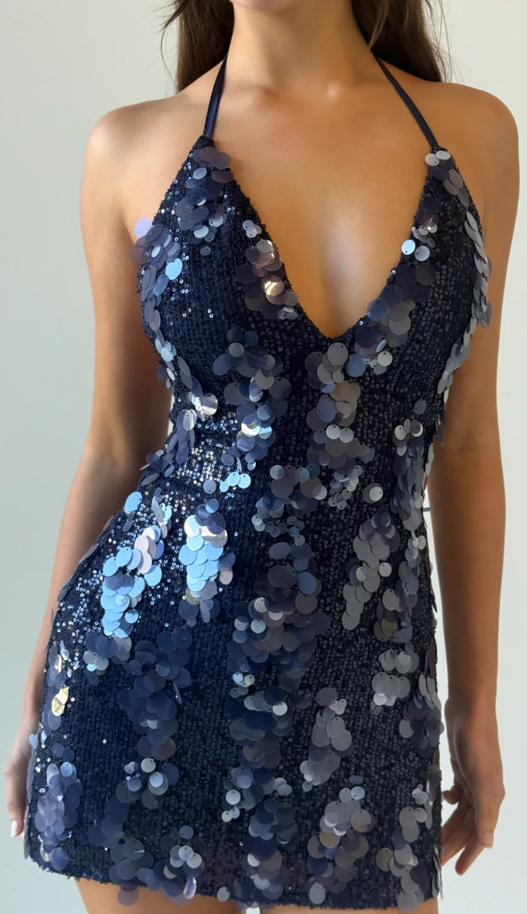 Mar Sequin Blue Navy Mini Dress