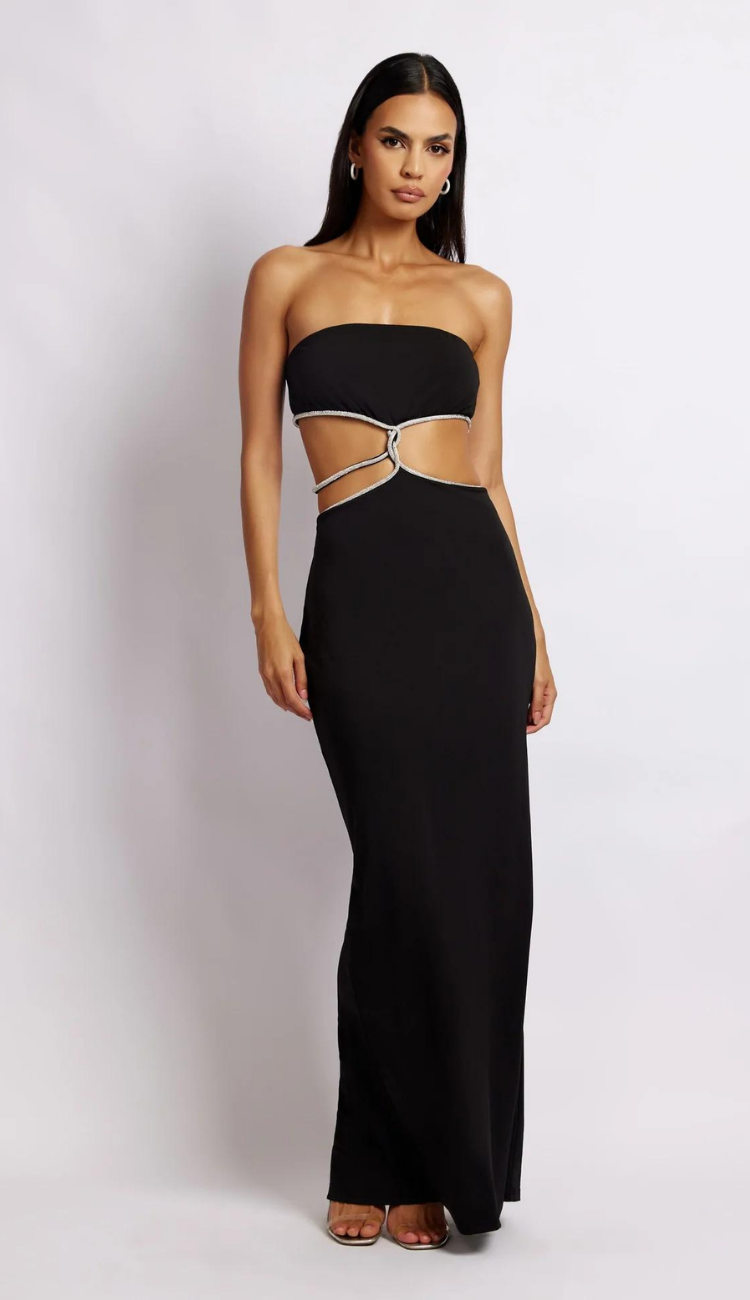 Shay Off Shoulder Diamant Dress in Black