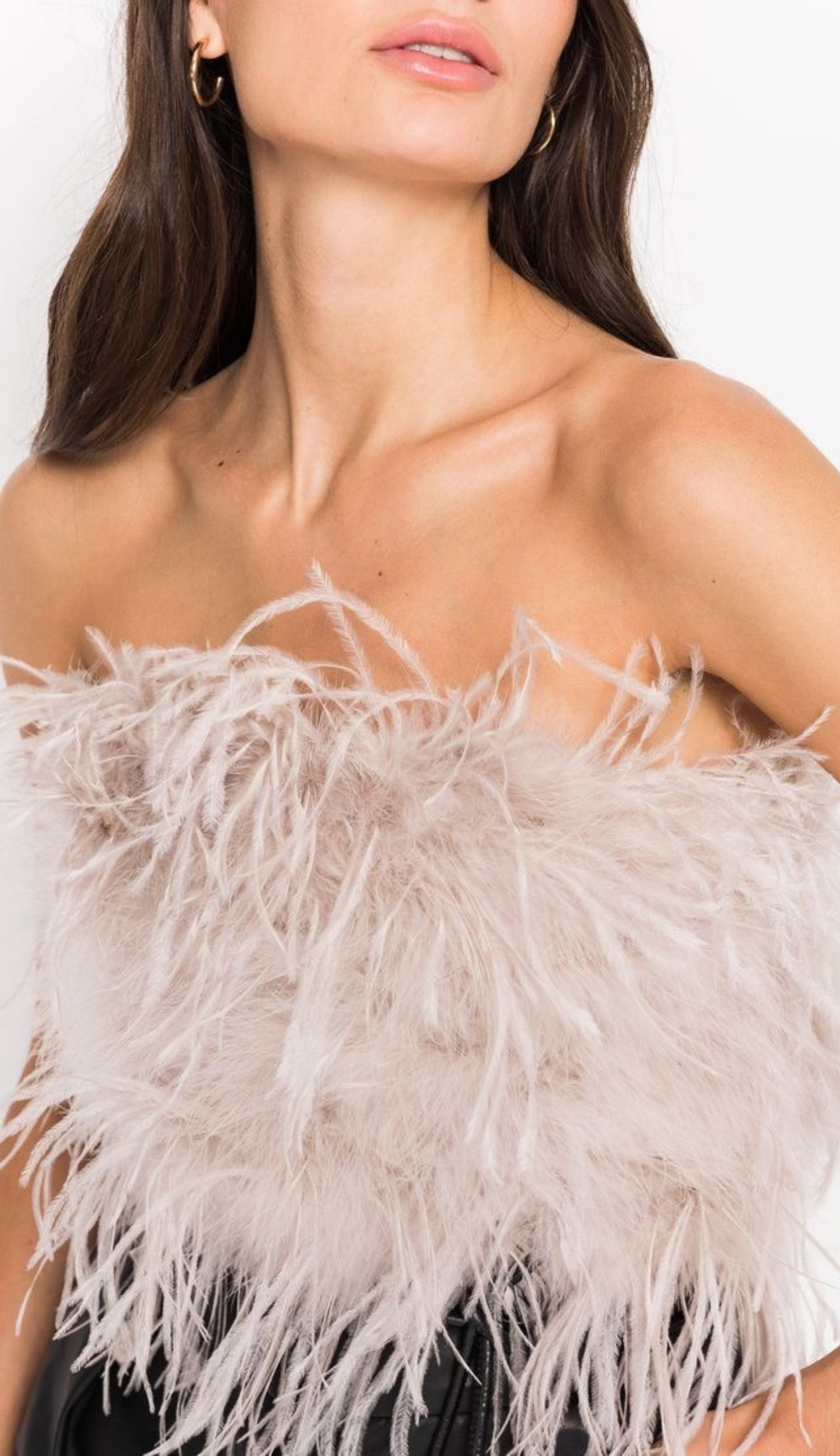 Patty Bustier de Plumes in Dusty Pink