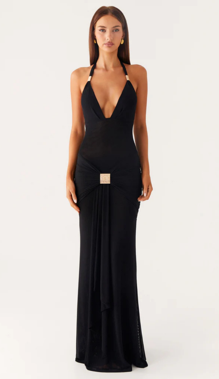 Astoria Black Halter Maxi Dress
