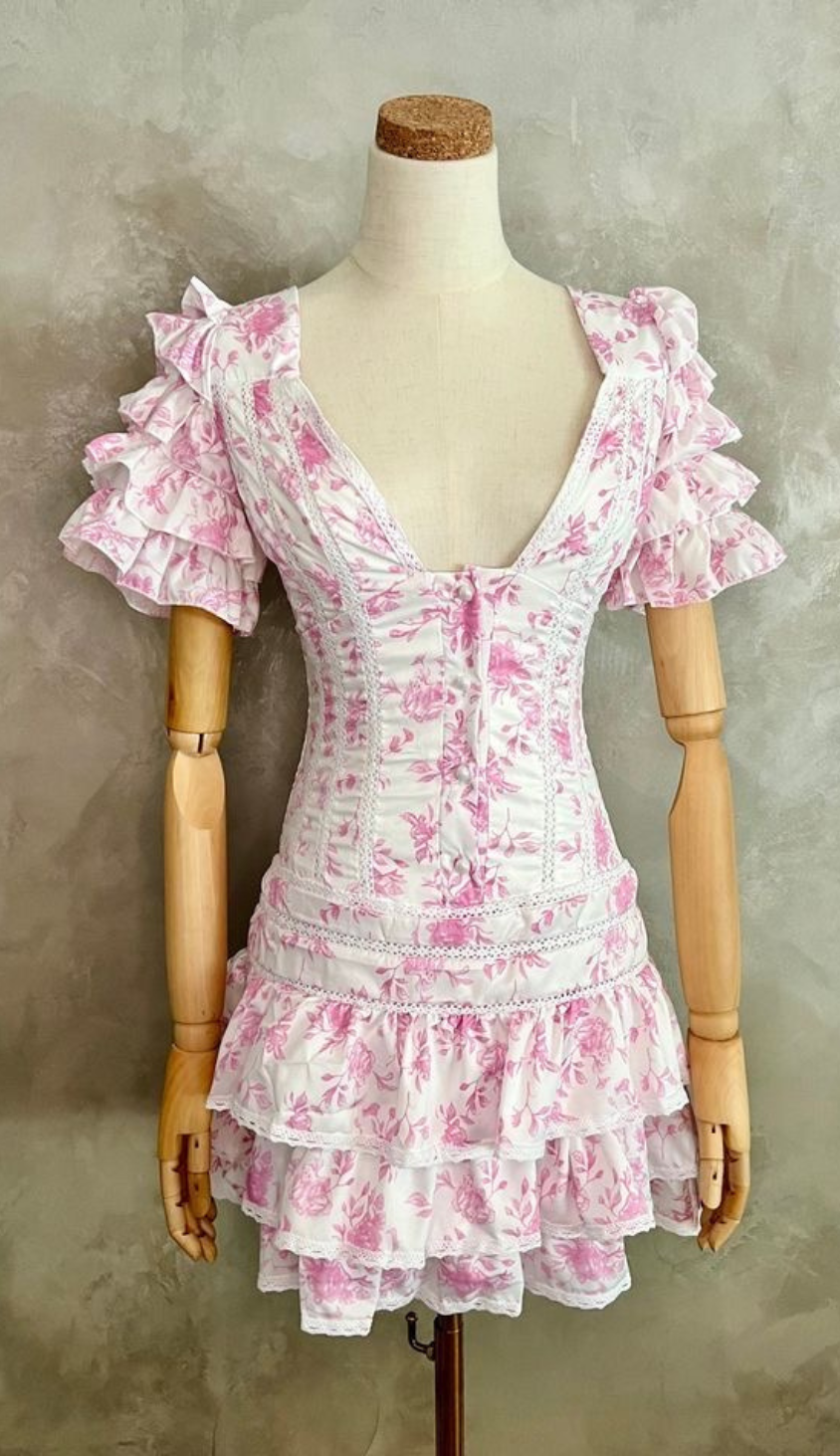 Jania Pink Floral Mini Dress