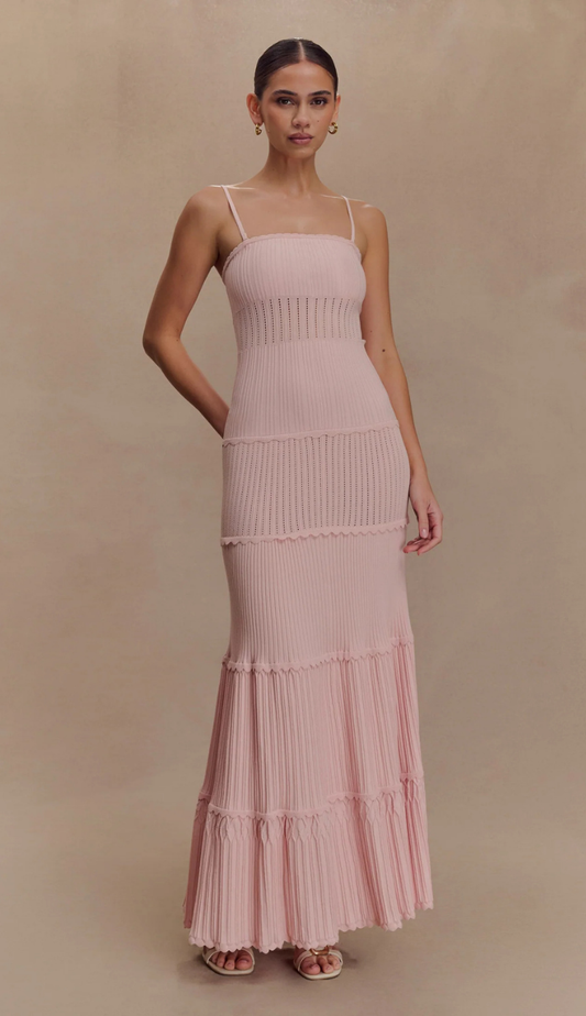 Sienne Pink Knit Maxi Dress