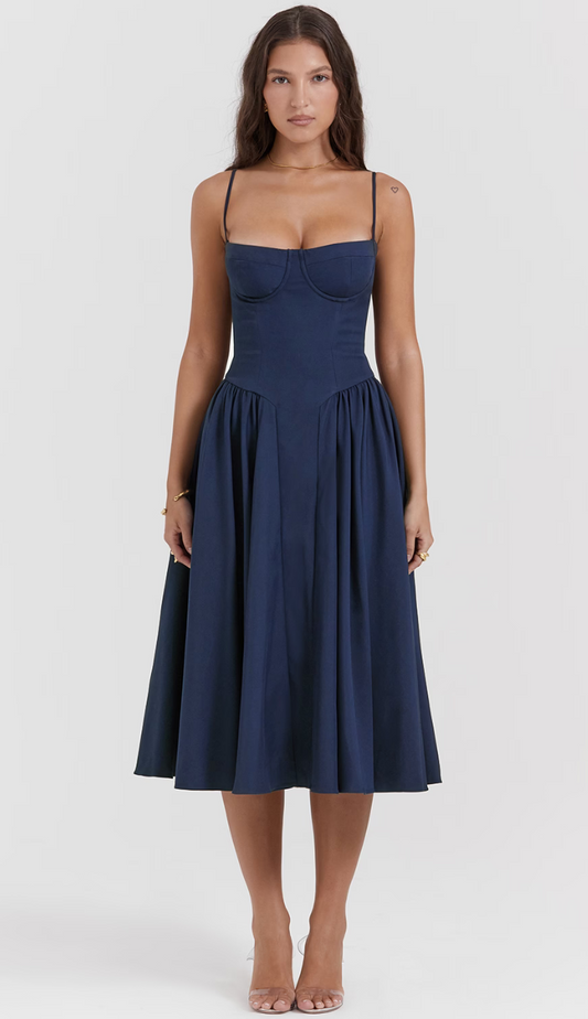 Wyatt Navy Midi Dress