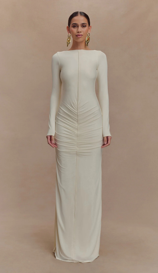 Lacadia White Backless Maxi Dress