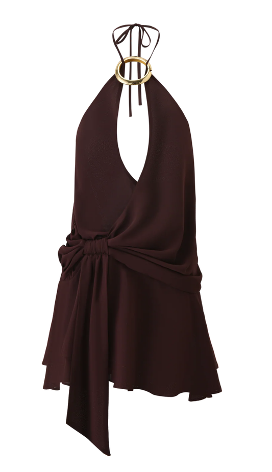 Calina Brown Mini Dress