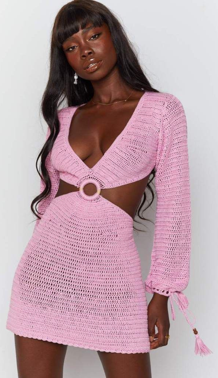 Camile Knit Cut-out Dress in Pink