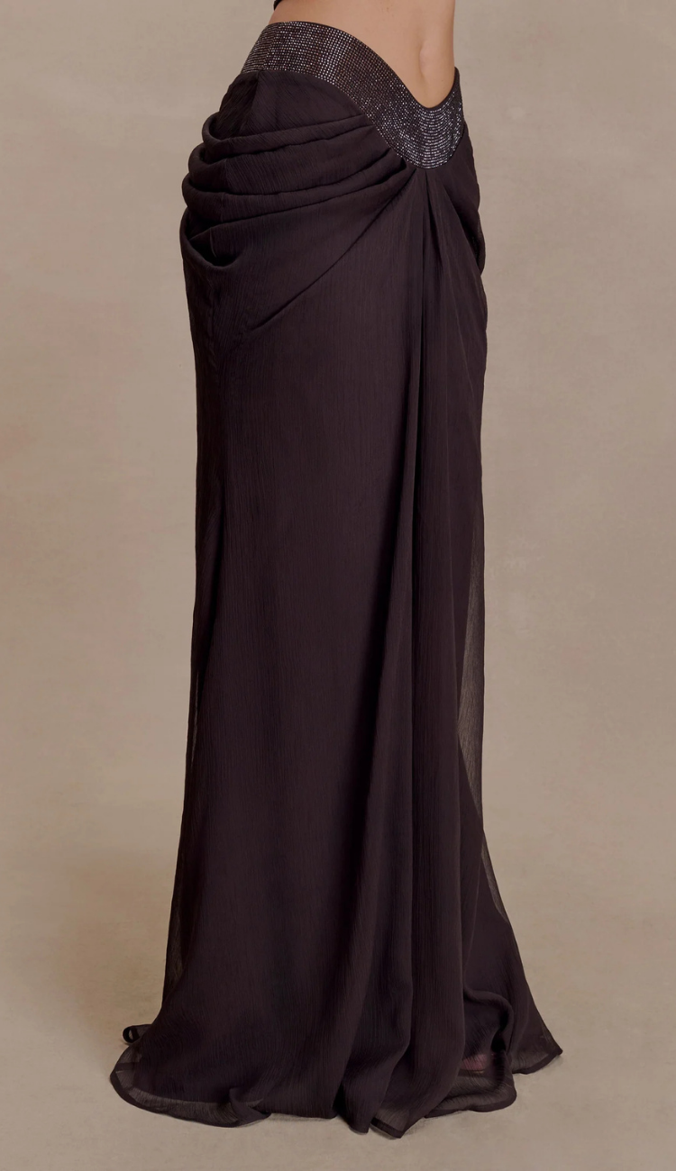 Juliette Brown Diamanté Skirt Set