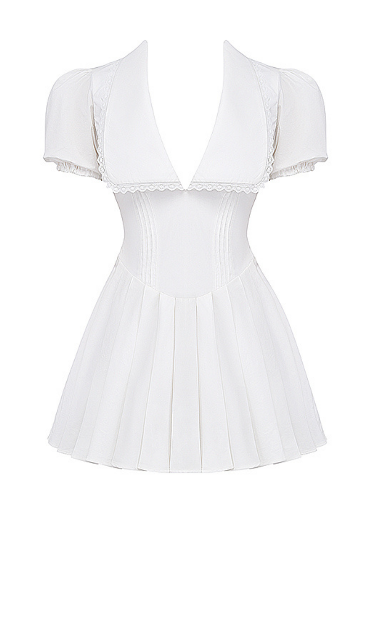 Arla White Pleated Mini Dress