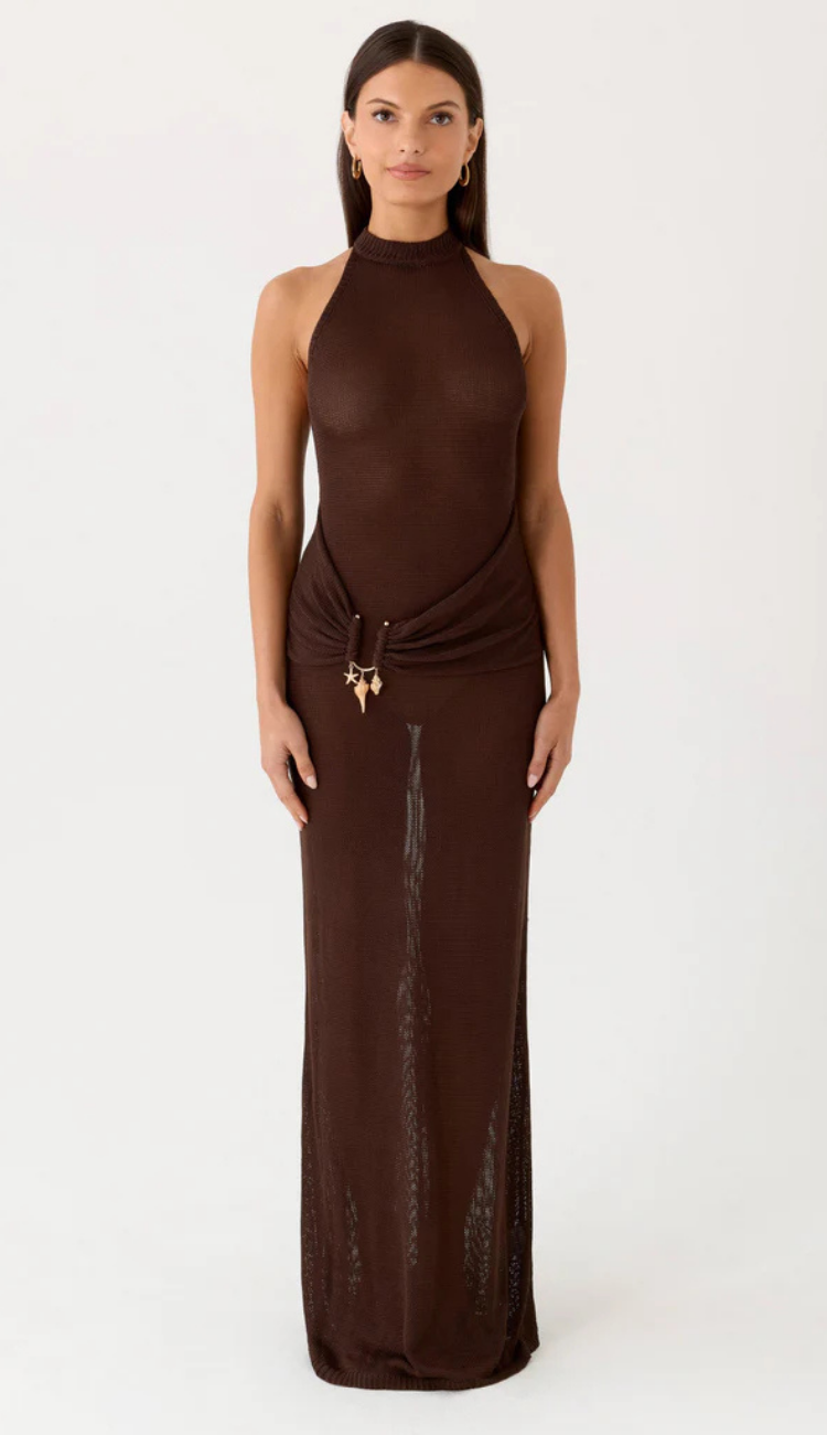 Liona Brown Maxi Dress