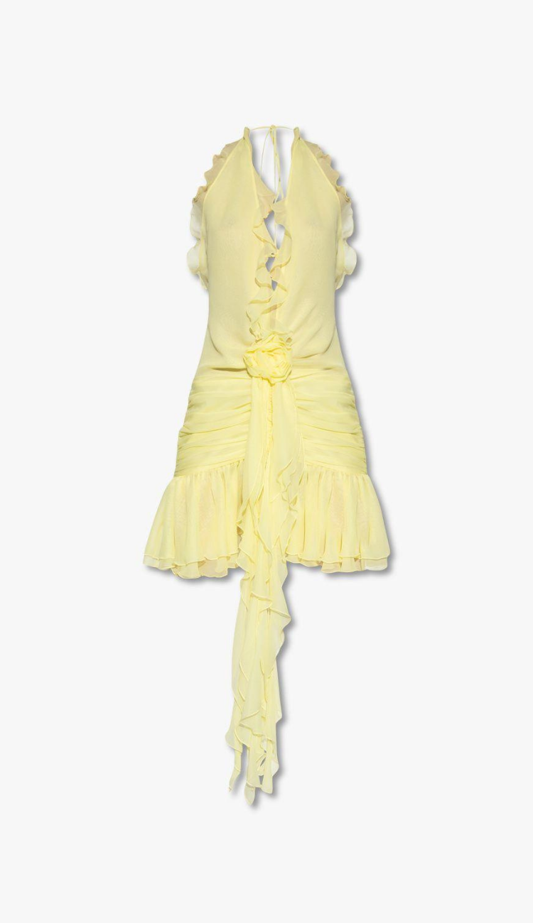 Monse Yellow Sheer Mini Dress