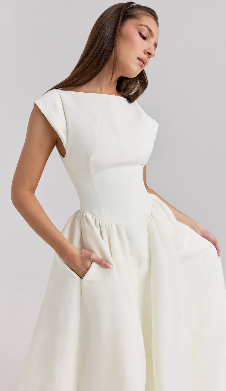 Lucienne White Backless Midi Dress – VR ATELIER