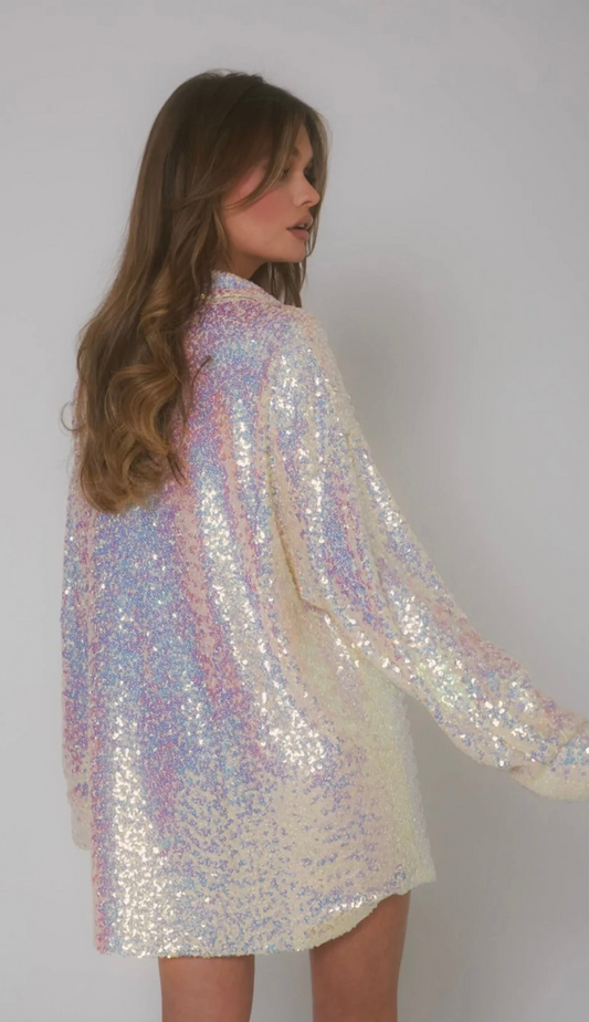 Mallorca Champagne Sequin Shirt Dress