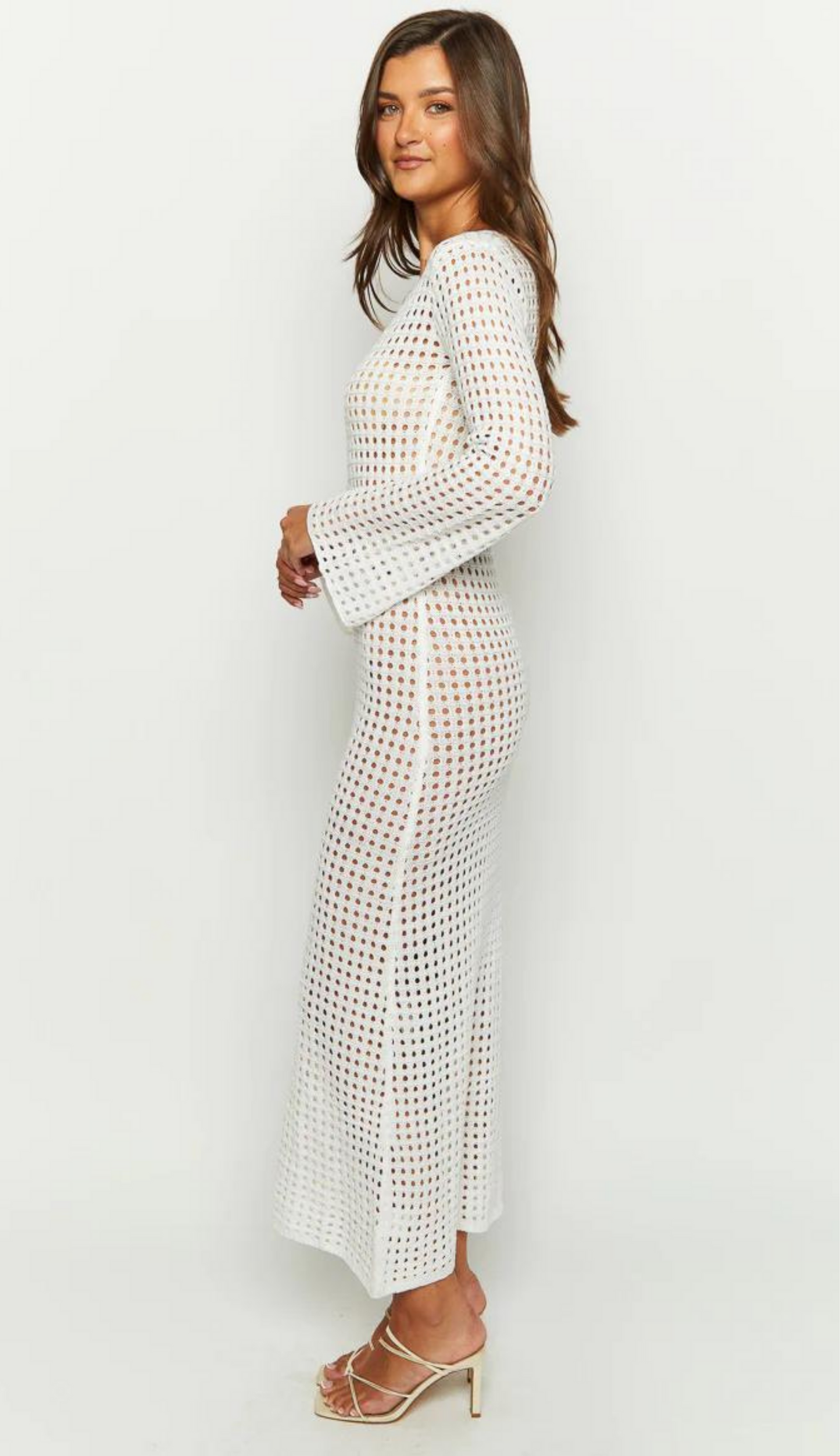 Sabo White Knit Maxi Dress