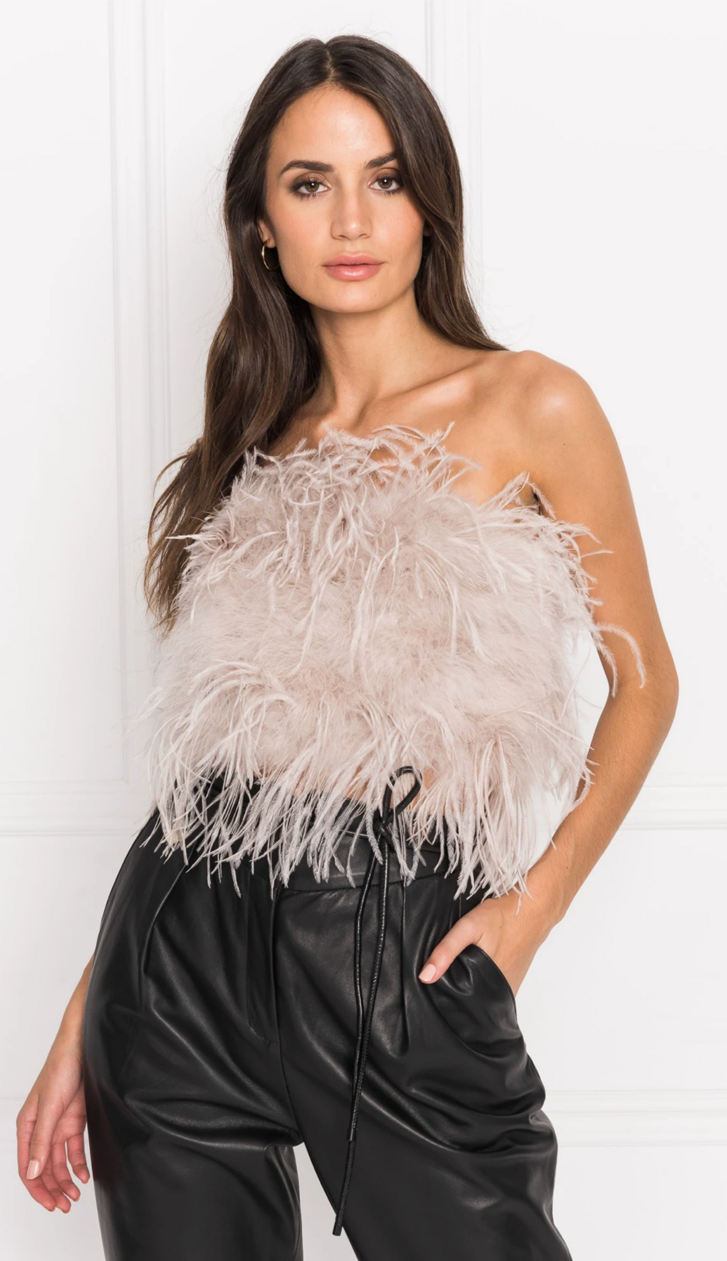 Patty Bustier de Plumes in Dusty Pink