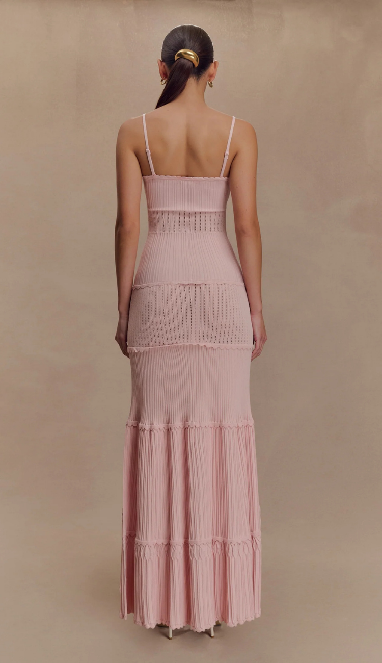Sienne Pink Knit Maxi Dress
