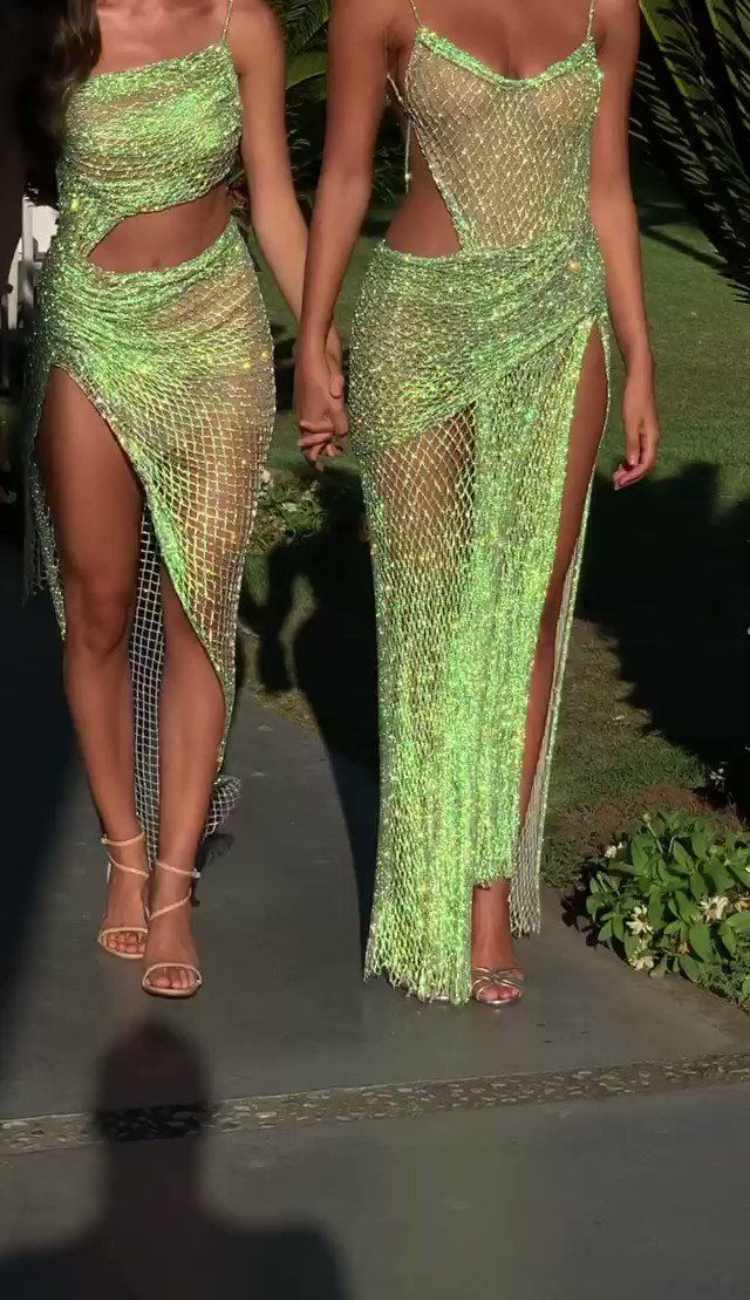 Sabrina Green Sheer Maxi Dress