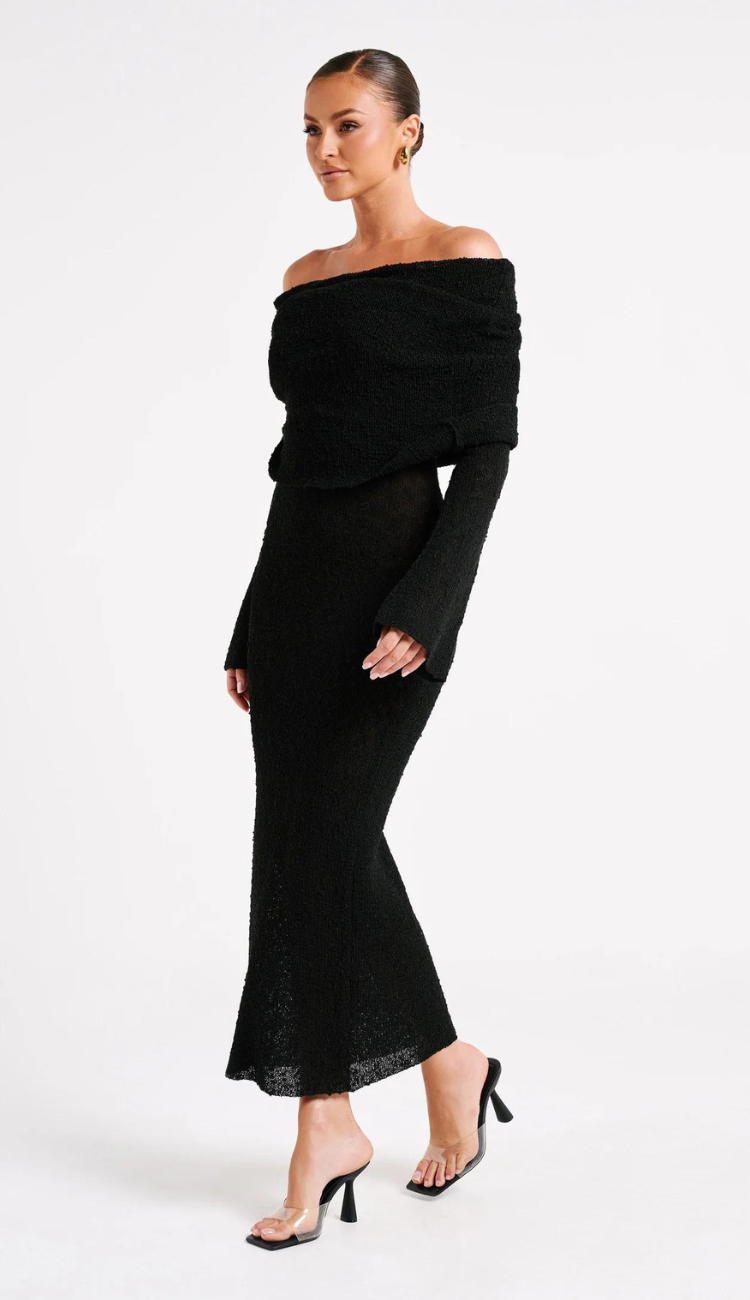 Kai Black Off-shoulder Maxi Dress