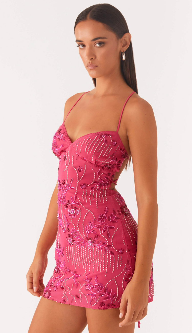Cira Hot Pink Mini Dress