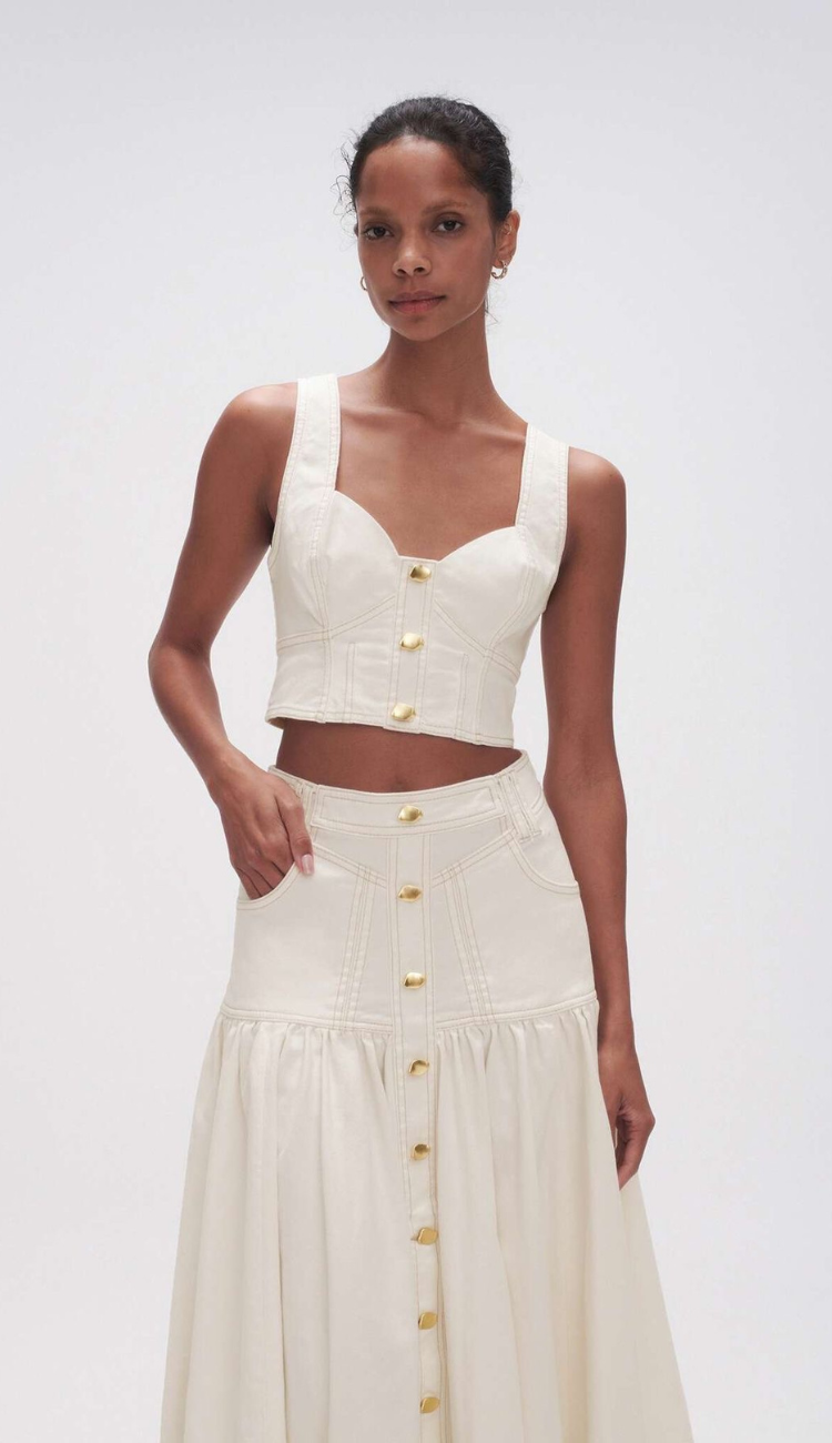 Marsielle White Denim Skirt Set