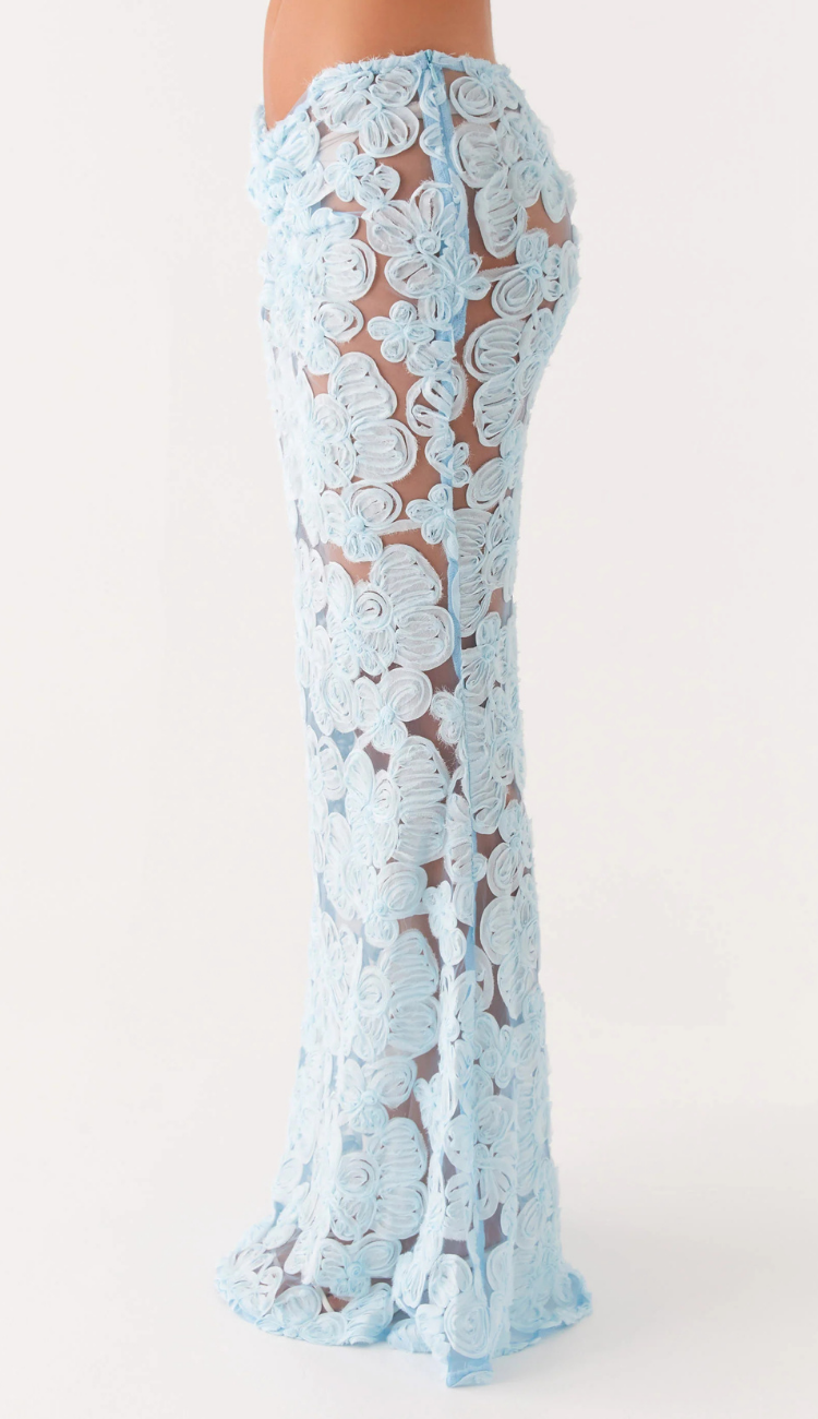 Viviana Blue Floral Skirt Set