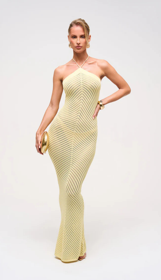 Noelle Knit Yellow Maxi Dress