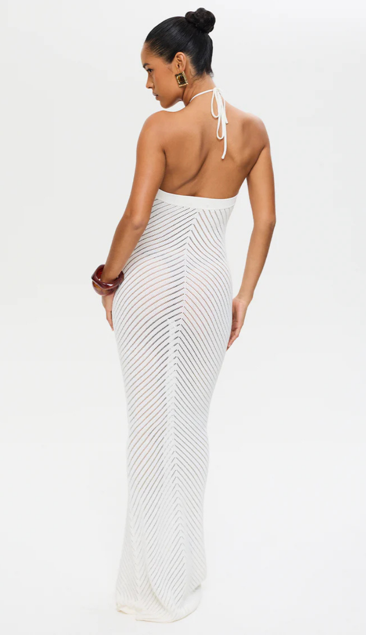 Noelle Knit White Maxi Dress